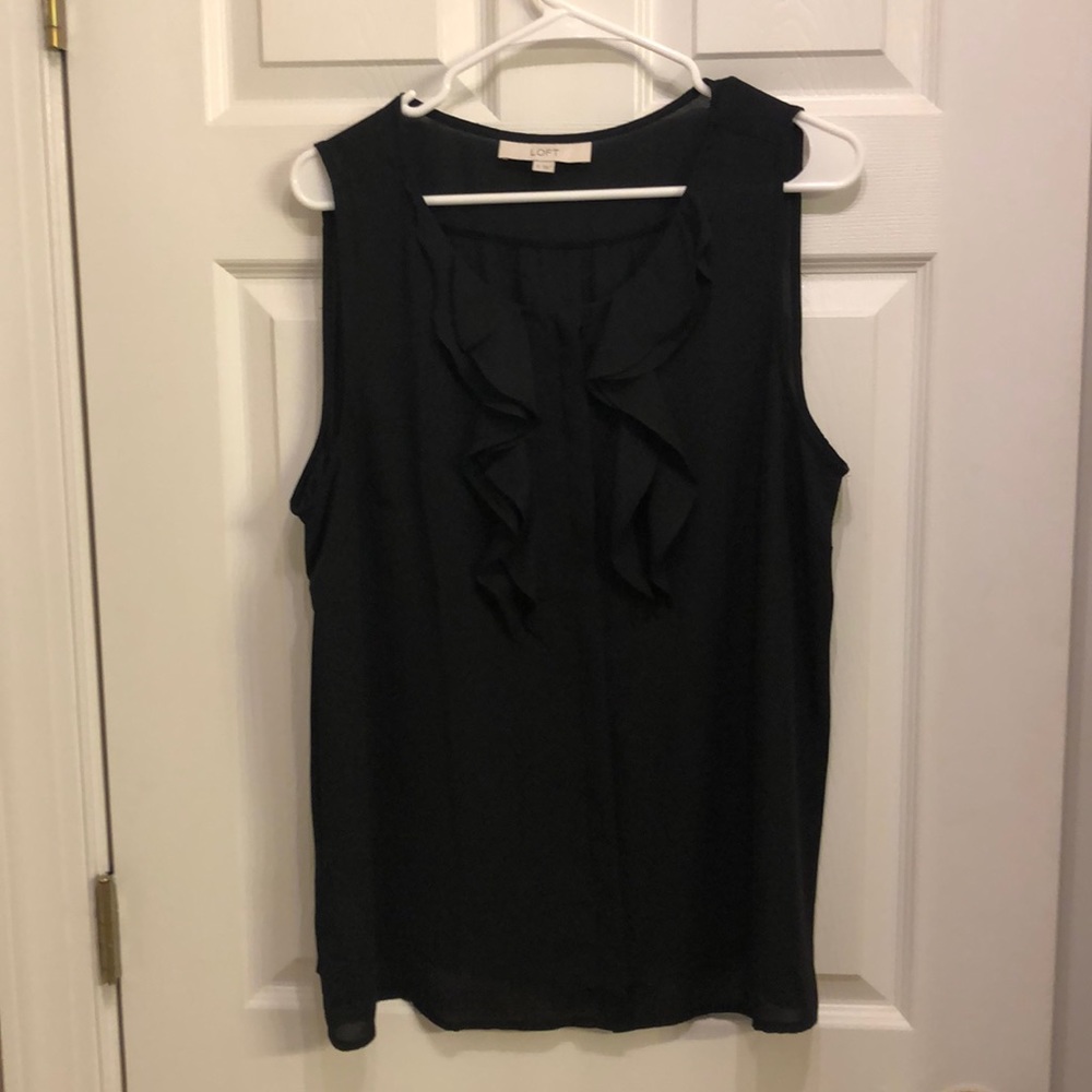Ann Taylor Sheer Black Button up blouse size XL